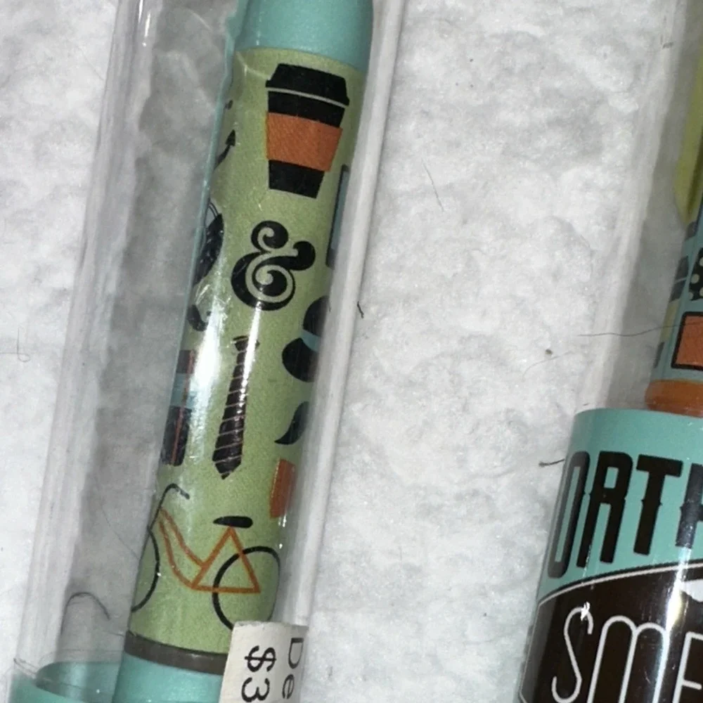 North Park Smens Scented Gel Pens Set of 4 Black Ink Hipster Designs New